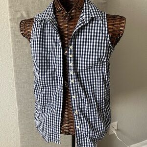 Rare Blue and White Gingham Sleeveless “the Shirt” XS icon check sleeveless